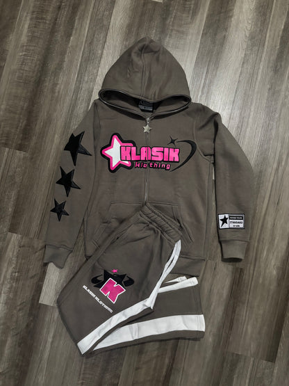 Gray Fullzip Flare set