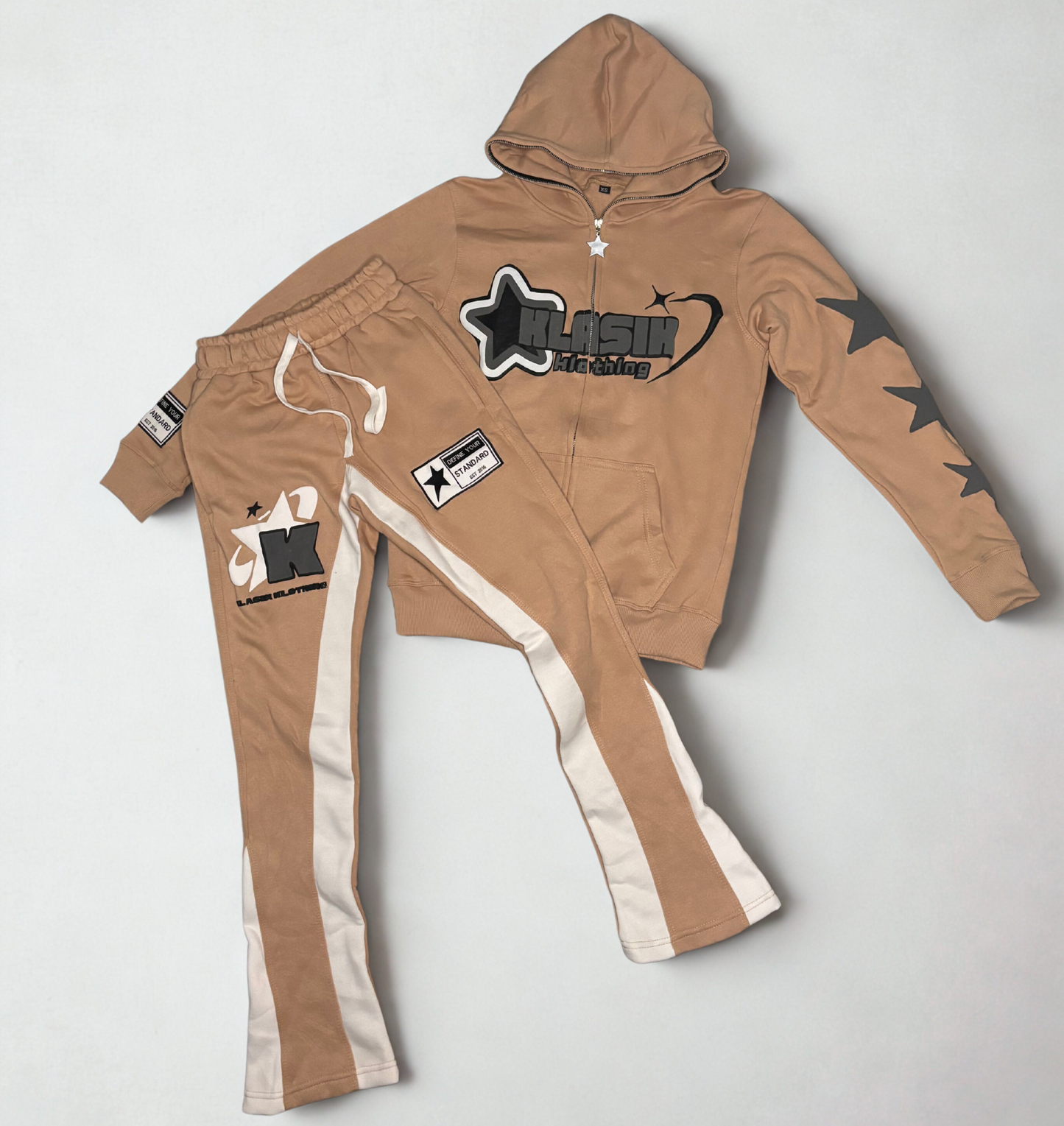 Tan Full Zip & Flare set