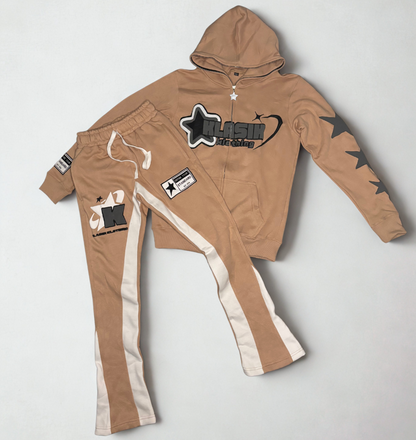Tan Full Zip & Flare set