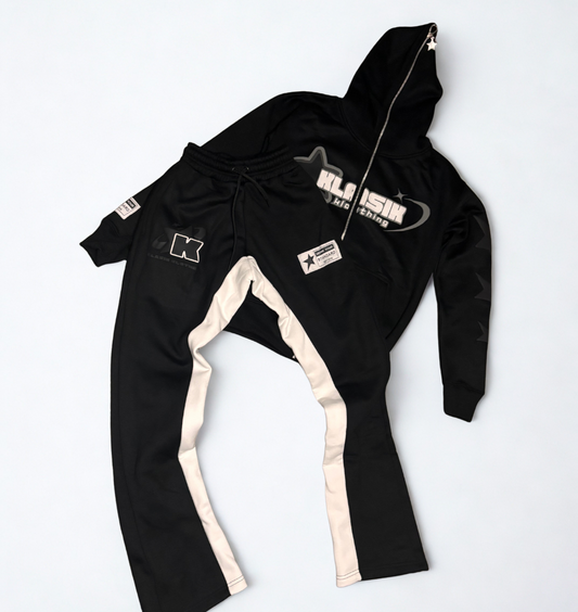 Black Full Zip & Flare Set