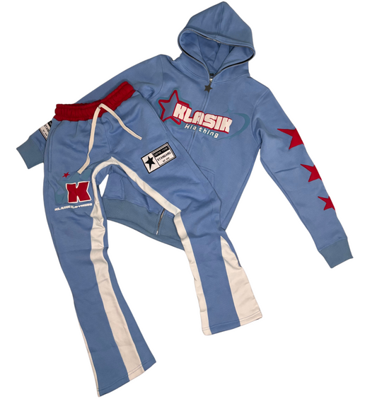 Blue Full Zip & Flare Set